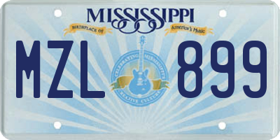MS license plate MZL899