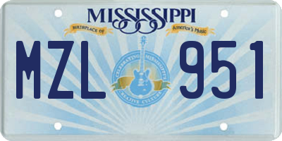 MS license plate MZL951
