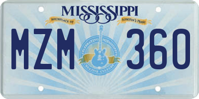 MS license plate MZM360