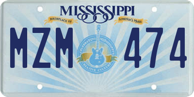 MS license plate MZM474