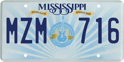 MS license plate MZM716