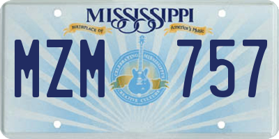 MS license plate MZM757