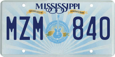 MS license plate MZM840
