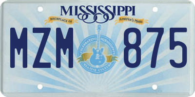 MS license plate MZM875