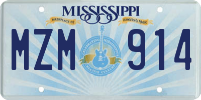 MS license plate MZM914