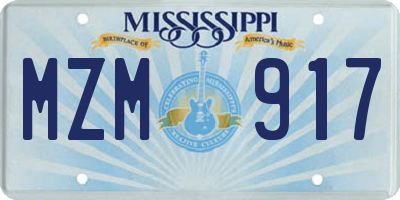MS license plate MZM917