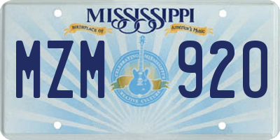 MS license plate MZM920