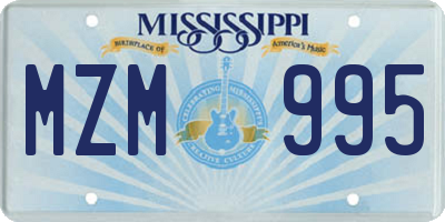 MS license plate MZM995