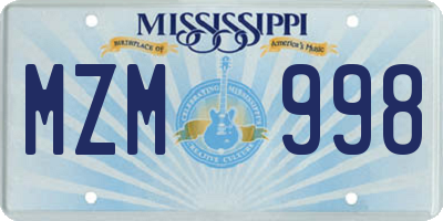 MS license plate MZM998