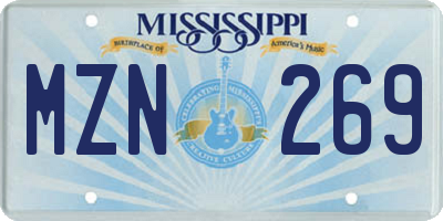 MS license plate MZN269