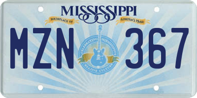 MS license plate MZN367