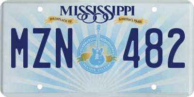 MS license plate MZN482