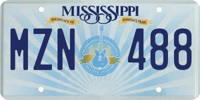 MS license plate MZN488