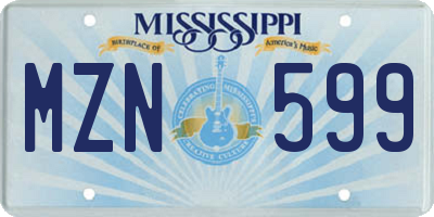 MS license plate MZN599