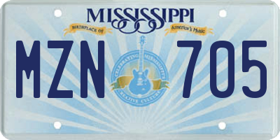 MS license plate MZN705
