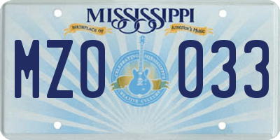 MS license plate MZO033