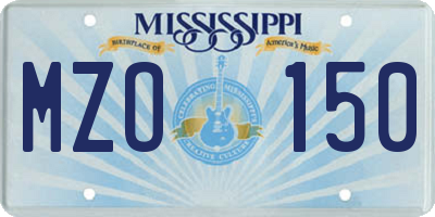 MS license plate MZO150