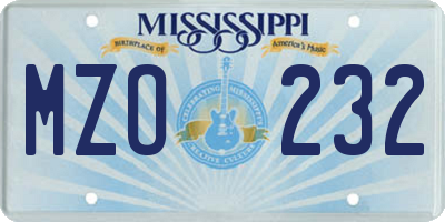 MS license plate MZO232