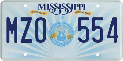 MS license plate MZO554