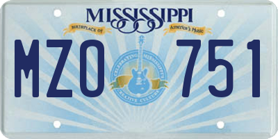 MS license plate MZO751