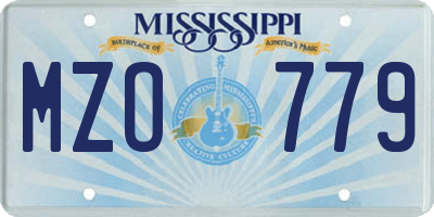 MS license plate MZO779