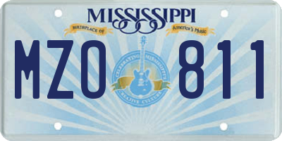 MS license plate MZO811