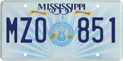 MS license plate MZO851