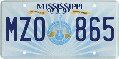 MS license plate MZO865