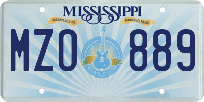 MS license plate MZO889