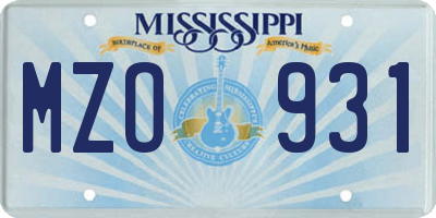 MS license plate MZO931