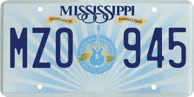 MS license plate MZO945