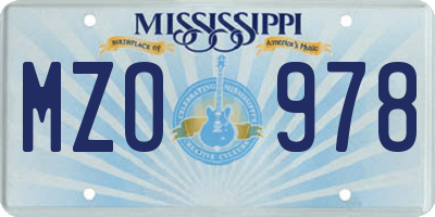 MS license plate MZO978