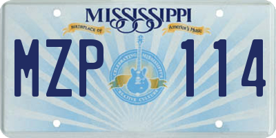 MS license plate MZP114
