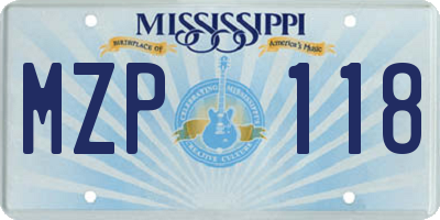 MS license plate MZP118
