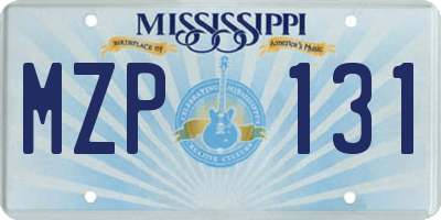MS license plate MZP131