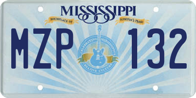 MS license plate MZP132