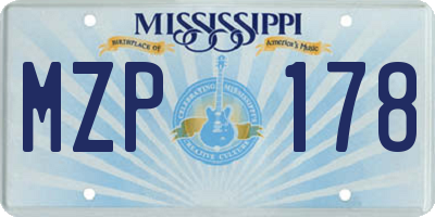 MS license plate MZP178