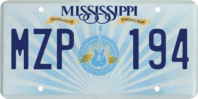 MS license plate MZP194