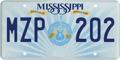 MS license plate MZP202