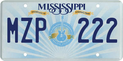 MS license plate MZP222