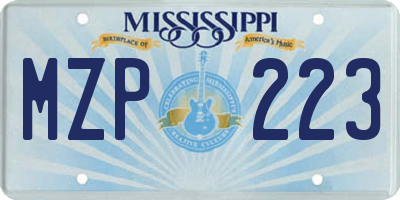 MS license plate MZP223