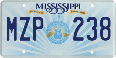 MS license plate MZP238