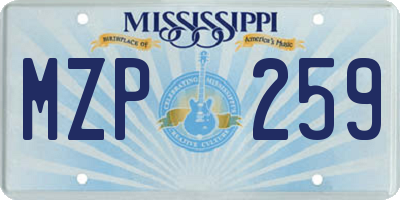 MS license plate MZP259