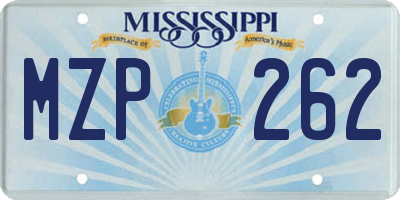 MS license plate MZP262