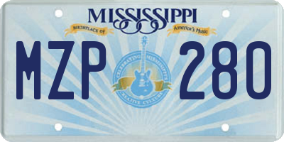 MS license plate MZP280