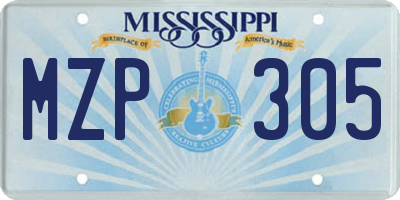 MS license plate MZP305