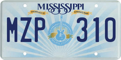 MS license plate MZP310