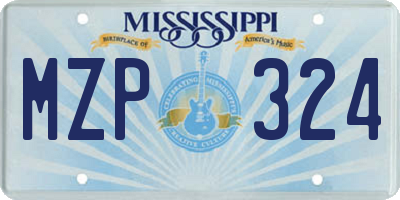 MS license plate MZP324