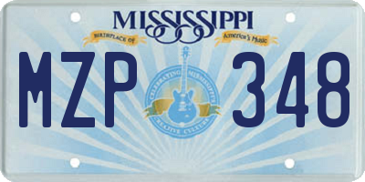 MS license plate MZP348