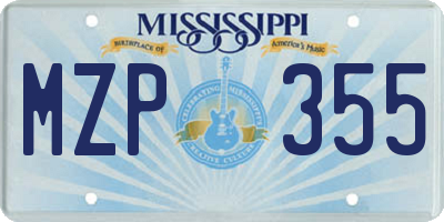 MS license plate MZP355
